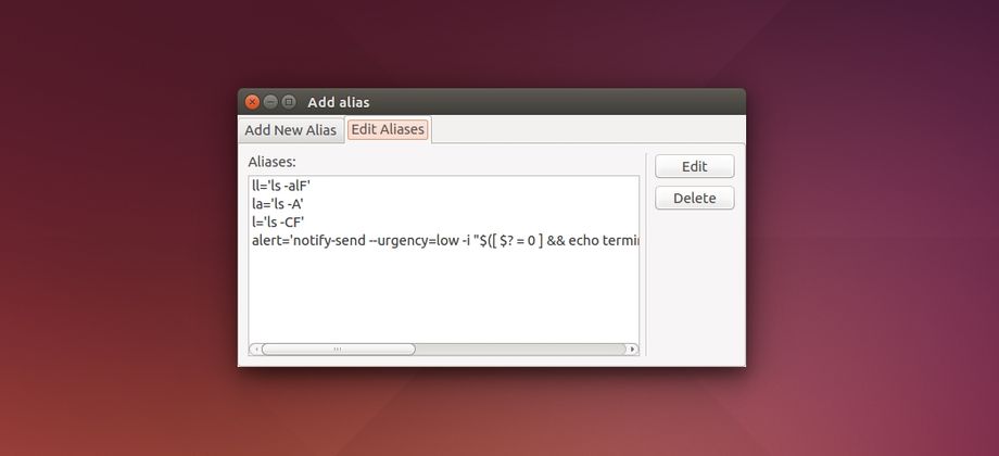 addalias in Ubuntu