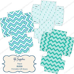 B1016 etsy 1 Aqua printable gift boxes chevron