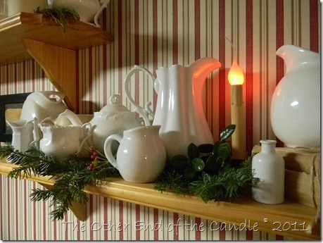 White Pitcher Collection with Christmas Greens