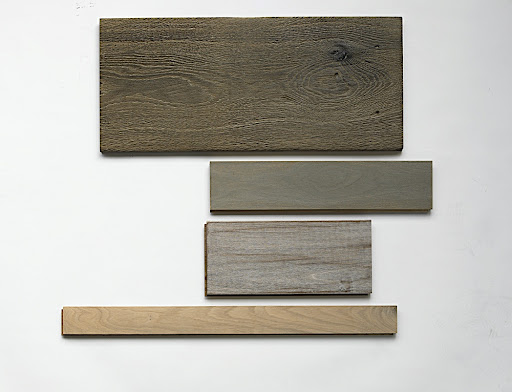 For hardwoods, I loved these samples (top to bottom) of European White Oak, Tudor Nostalgic with wax finish from Bois Chamois (boischamois.com), Ethereal Walnut, Chinchilla and Fables Walnut, Natural and White from T. Morton & Co. (tmorton.com) and Sterling Strip Winter White Oak from Bruce Hardwood (bruce.com) For hardwoods, I loved these samples (top to bottom) of European White Oak, Tudor Nostalgic with wax finish from Bois Chamois (boischamois.com), Ethereal Walnut, Chinchilla and Fables Walnut, Natural and White from T. Morton & Co. (tmorton.com) and Sterling Strip Winter White Oak from Bruce Hardwood (bruce.com)