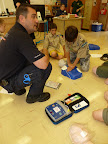 AED demonstration in First Aid Merit Badge
