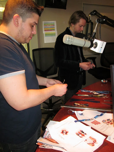 Steve and Scott worked hard to make their bows in studio.