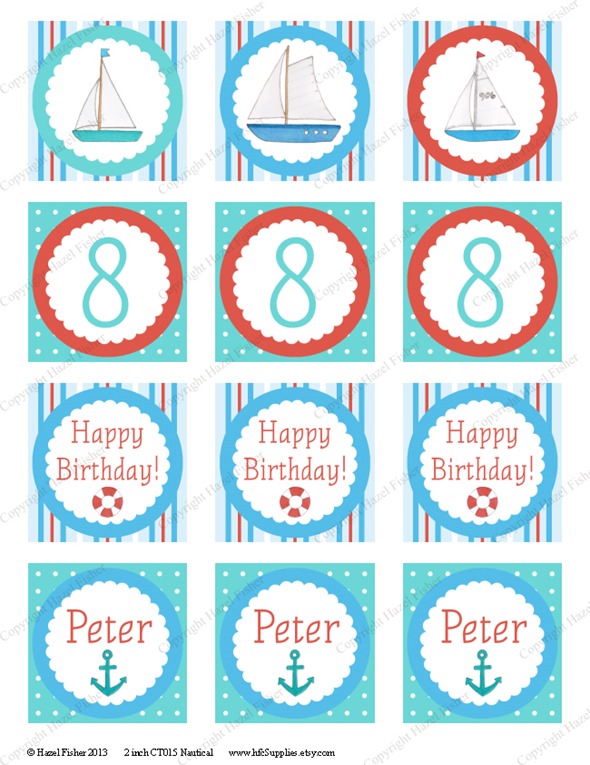CT015 Nautical cupcake toppers etsy 1
