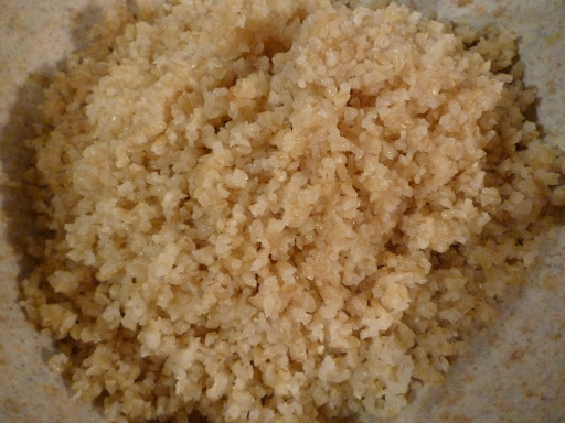 Soaked and drained bulgur.