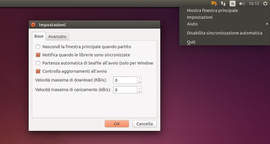 Seafile in Ubuntu - Preferenze + Applet