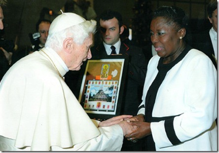 the pope with Rebecca Kadaga