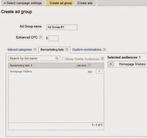 Adwords Remarketing Adgroup Setup