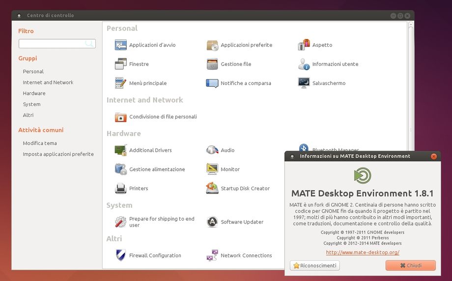 Ubuntu MATE 14.10 Control Center
