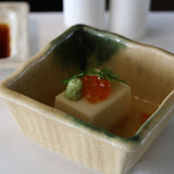 Kudzu Cake with Cod Milt, Salmon Roe and Dashi