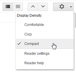 Google Reader density settings