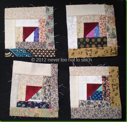 2012 Scrappy Log Cabin blocks underway 4 of 24