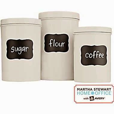Chalkboard labels are perfect for organization, and they look neat and attractive in a kitchen. Try these labels from Martha's Home Office line on tins like the ones shown, or on ball jars for a rustic look. $5.99 for 12, staples.com. Chalkboard labels are perfect for organization, and they look neat and attractive in a kitchen. Try these labels from Martha's Home Office line on tins like the ones shown, or on ball jars for a rustic look. $5.99 for 12, staples.com.