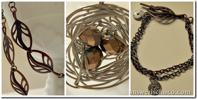 Copper Leaf Necklace and Bracelet