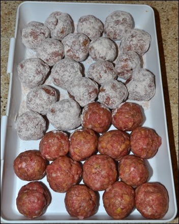 dredge meatballs in flour