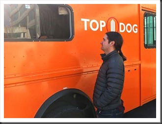 Matt Courtney ordering from the Top Dog Truck