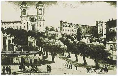 Trinità dei Monti prima della scalinata (picc.verde G.Maggi 1600 ca) Trinità dei Monti prima della scalinata (picc.verde G.Maggi 1600 ca)