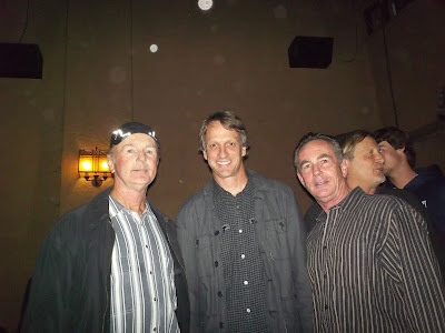 Brian, Tony Hawk and Brad meeting Tony Hawk for the first time, hard to believe but its true at the La Paloma Theatre during the bones Brigade movie.