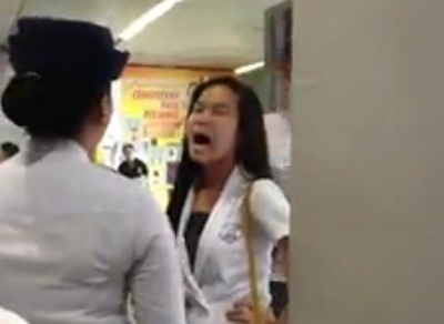 young woman making a scene at the LRT 2 Santolan station