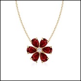 Pear Ruby and Diamond Flower Pendant