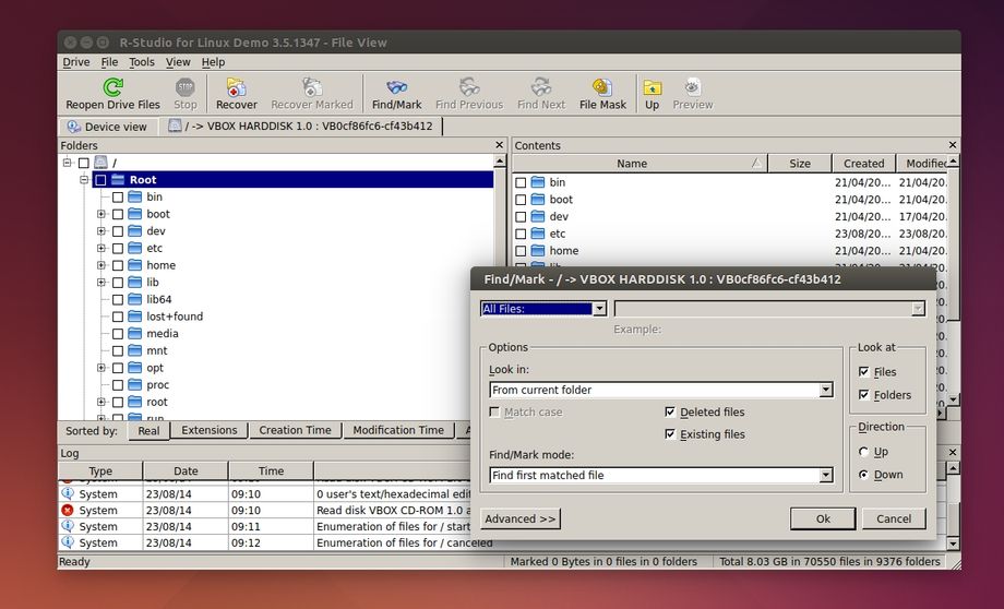 R-Studio Data Recovery in Ubuntu - File System