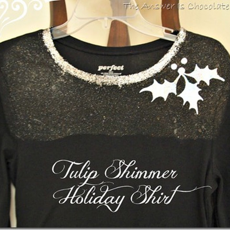 The Answer Is Chocolate: DIY Holly-day Shirt With Tulip Shimmer Sheets and  Glitter Paints