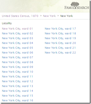 FamilySearch does not recognize the different enumerations in its browse structure