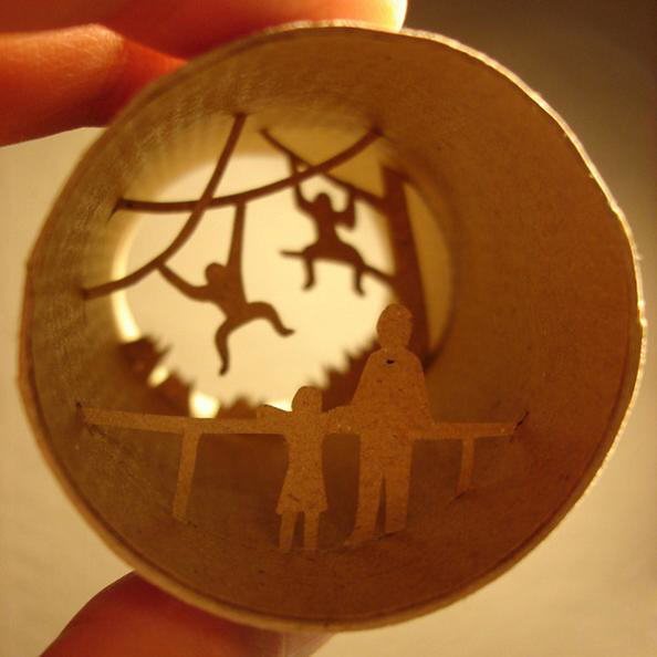Fantastic scenes inside empty toilet paper rolls by Anastassia Elias