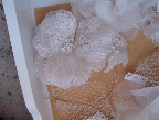The lacy texture on this fabric flower is to die for!
