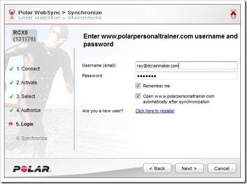 Polar RCX5 and Websync Setup