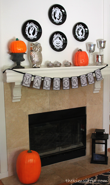 Silver and black mantel