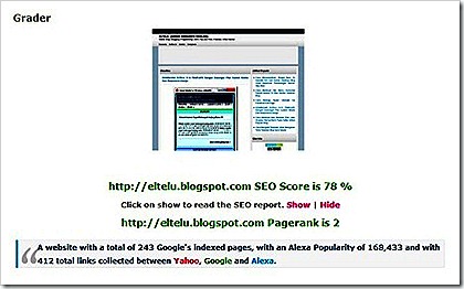 SEO Scrore Eltelu Blog Setelah Dilakukan Pemasangan Widget Dalam Bentuk IFRAME SEO Scrore Eltelu Blog Setelah Dilakukan Pemasangan Widget Dalam Bentuk IFRAME