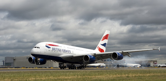 The first BA Airbus A380 arrives on the southern runway at Heathrow Airport. picture David Dyson