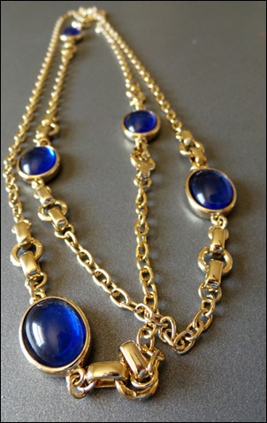 gold and blue necklace
