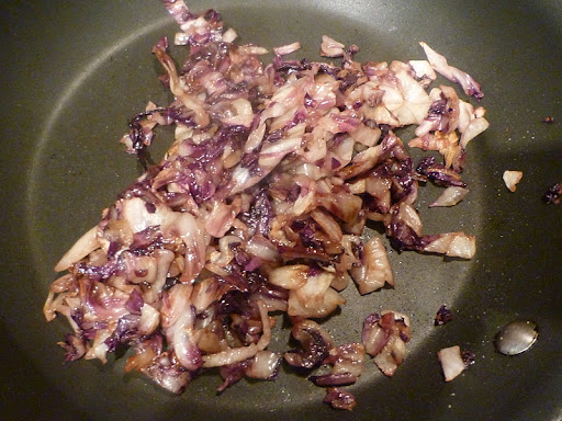 Saute radicchio until wilted and tender.