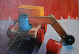 Kraanwagen - 24 x 30 cm - olieverf op paneel