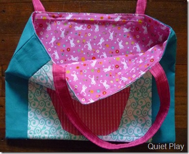 Inside cupcake tote bag