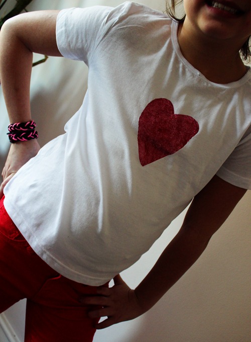 Freezer Paper Stencil Heart Shirt