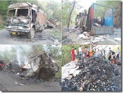manipur trucks burnt