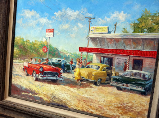 Like the Boots Drive-In, this painting shows how integral the Drive-In experience was to the youth of the 1950's. (Photo credit: Rebekah Clark)