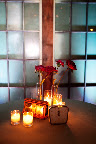 Vintage clocks, set to midnight, festooned the cocktail tables.