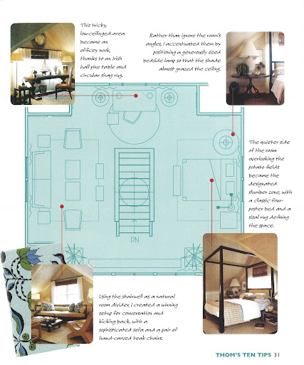 Here is a carefully considered layout of a one-plan room. Thom says that another big design challenge is finding a non-claustrophobic way to delineate the open-plan room into separate sleeping and living sections. Here is a carefully considered layout of a one-plan room. Thom says that another big design challenge is finding a non-claustrophobic way to delineate the open-plan room into separate sleeping and living sections.