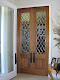 French doors with custom copper beveled diamond in a private residence in Monte Sereno, CA.