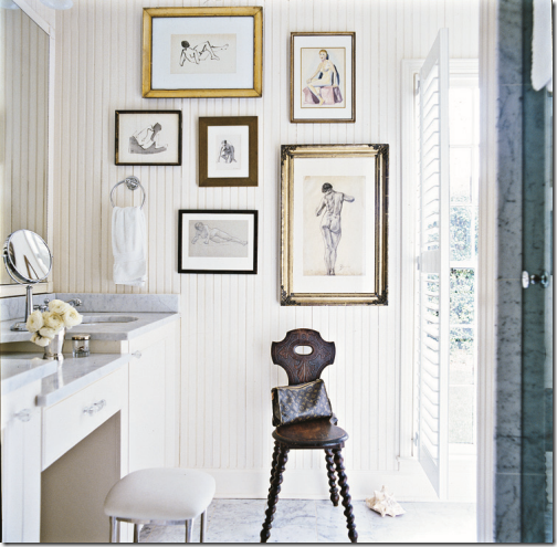 bathroom art wall display white