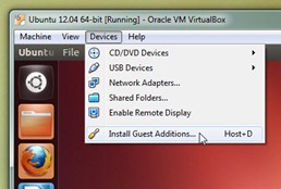 Menu Install Guest Additions di VirtualBox