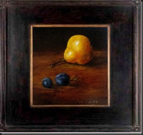 Pear and blue plums framed