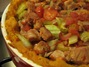 Upside-Down Tomato Chicken Pie with Sweet Potato Mash Upside-Down Tomato Chicken Pie with Sweet Potato Mash