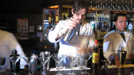 A mixologist from Apotheke (they serve over 250 house cocktails!) makes a Spicy Tomato Basil drink (Bulldog gin, muddled cherry tomatoes, basil, habanero bitters, black and red peppercorns with a fennel-himalayan salt rim).