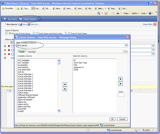 alm team foundation server and more team query filter fields by team web access