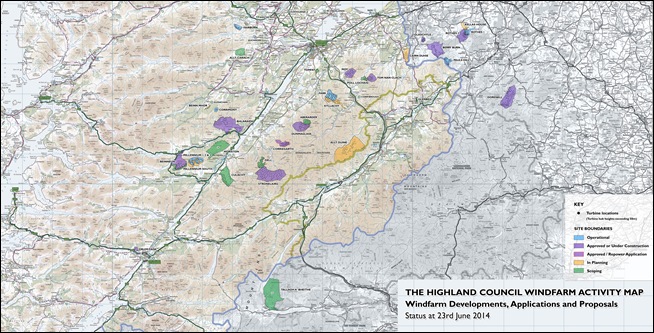 Highland Council Windfarm Map June 2014