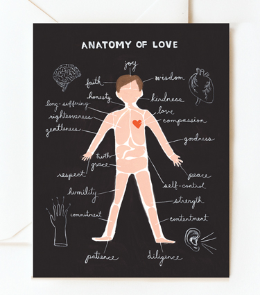 For the healthcare professional in your life. Anatomy of Love card, $4 (Single Card), $16 (Boxed Set of 8), riflepaperco.com.